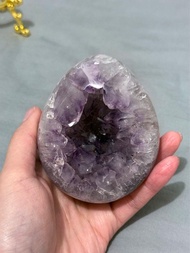 紫水晶恐龍蛋 紫水晶洞 擺件 全拋 帶鈦晶