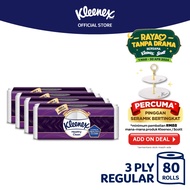 ✻Kleenex Ultra Soft Toilet Tissue 3 ply (20 Rolls x 4) Healthy Clean - Strong  Absorbent Bath Tissue Paper Toilet Roll♖