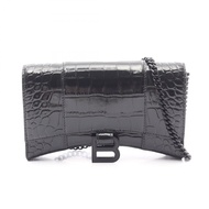 【二手】BALENCIAGA世家 (Balenciaga) 女士單肩包，沙漏形，鱷魚紋壓花，貨號 656050，黑色皮革，沙漏形鏈條錢包。
