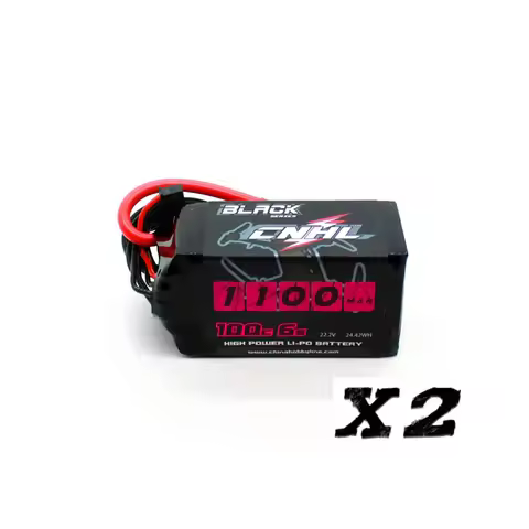2 Packs CNHL Black Series 1100mAh 22.2V 6S 100C Lipo Battery with XT60 Plug