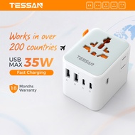 TESSAN Universal Travel Adapter ปลั๊ก แปลงไฟ จีน ปลั๊กไฟ ญี่ปุ่น UK Plug Adapter USB Type C ปลั๊ก แป