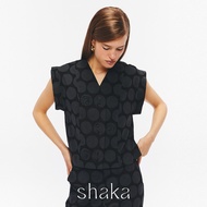 Shaka SS25 Pokka Vest เสื้อกั๊ก ทรงครอปแขนกุด ผ้าลูกฟูก (GREY) VS-8250208