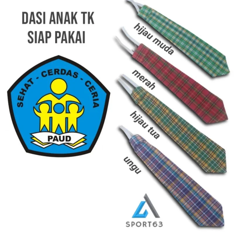 Dasi anak TK siap pakai/dasi sekolah anak TK/dasi sekolah anak paud/dasi anak siap pakai/dasi sekola