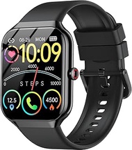Smart Watch Men Women, 1.96 Inch Smartwatch Calls Bluetooth, Pedometer/Heart Rate Monitor/Sleep Moni