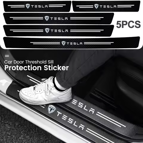 Carbon Fiber Car Door Threshold Protective Sticker For Tesla Model 3 Y S X Cybertruck Juguete Roadst