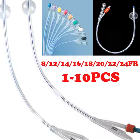 1-10Pcs Medical Disposable Silicone Urinary Catheter 2 Way Silicone Foley Balloon Catheter 8/12/14/1