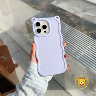 3D Wave Cat Ears Phone Case For Samsung Galaxy A73 A57 A56 A55 M55 F55 A54 A53 A52 A52S A51 A50 A50S