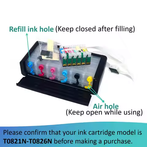 82N T0821N-T0826N Bulk Ciss System With ARC Chips For Epson T50 R290 R295 R390 RX590 RX610 RX615 RX6
