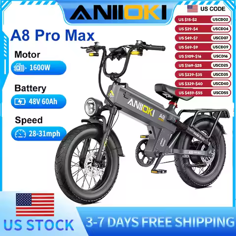2026 ANIIOKI ebike 1600W Motor 48V 60Ah Electric bicycles 49km/h Electric bike A8 Pro Max 20"*4" ele