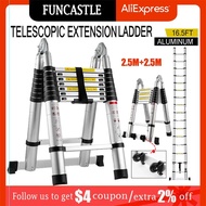 16.5FT Folding Ladder Telescopic Ladder Climbing Herringbone Stepladder for Home Engineering Extensi