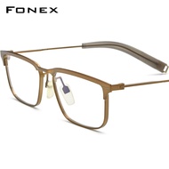 FONEX ไทเทเนียมบริสุทธิ์แว่นตากรอบผู้ชาย2022ใหม่วินเทจสแควร์แว่นตาสายตาสั้นแว่นตาแสง DTX104