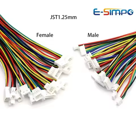 10pairs 20CM JST1.25 2P 3P 4P 5P 6P Male Female Plug Butt-joint Aerial Docking JST Plug Jack Termina