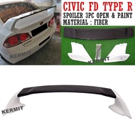 CIVIC FD FD2  TYPE R  SPOILER 3PC OPEN WITH PAINT 7294 /Material : FIBER / SPOILER CIVIC FD ADA CAT 