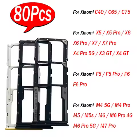 80Pcs,SIM Card Tray Slot Drawer Holder Adapter Socket For Xiaomi Poco C40 C65 C75 X5 X6 X7 X4 F3 F4 