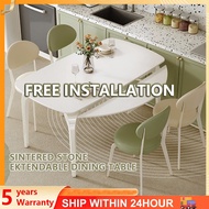 Muha Extendable Folding Round HDB Sintered Stone Dining Set Foldable Table