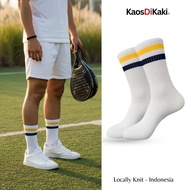 Socks - Padel Socks - Paddle Sport Socks - Navy Yellow Stripe Motif