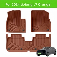 For 2024 Lixiang L7 Orange 3D TPE car floor mats Trunk Mats