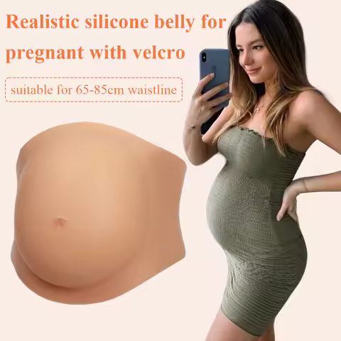 Herpinker Cosplay Fake Pregnant Belly Crossdress Breast Prosthesis Silicone Pregnant False Belly Fak