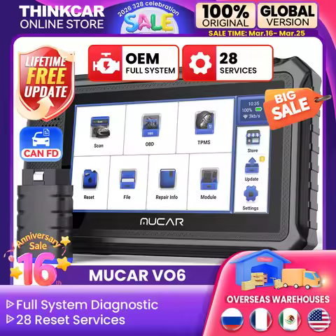 MUCAR VO6 OBD2 Automotive All System Diagnostic Tool Code Reader Key Programmer Auto Vin with 28+ Re