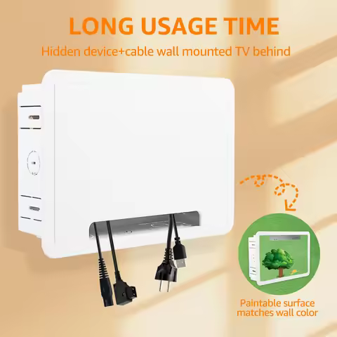 9" in-Wall TV Media Box Recessed TV Outletand Network Enclosure Cable Management Kit for Roku, Apple