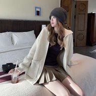 YUEZHONGWEI | Áo Sweater Khoác Zip Phong Cách Thường Ngày Đầu Thu Màu Hải Quân