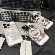 Polka Dot Rilakkuma Onigiri Transparent Magnetic Case Compatible with iPhone 16 Pro Max/15/17 Pro/14