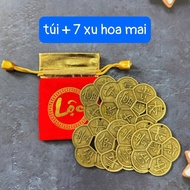 [ feng shui ] lucky bag and 7 lucky feng shui apricot flower coins (men 7 coins)