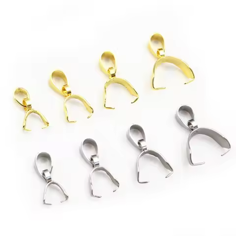 50pcs Stainless Steel Gold Color Pendant Pinch Bail Clasps Necklace Hooks Clips Connector DIY Jewelr