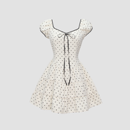 (D36) DALLA Đầm dáng xòe tay bồng thắt nơ