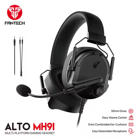 FANTECH MH91 Gaming Headset With 3.5mm Plug 50mm Drivers Surround Sound HD Mic Headphone For PS4 PS5
