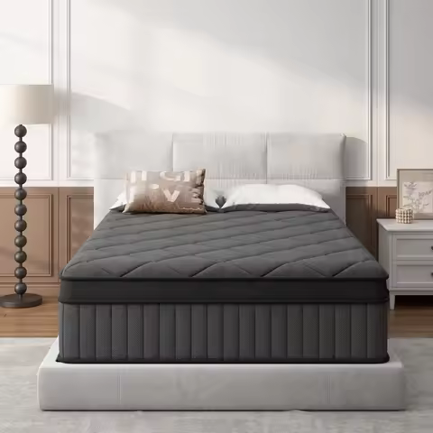 Full Size 12 Inch Euro Top Medium Firm Hybrid Mattress, Gel Memory Foam Bed Mattress with Independen