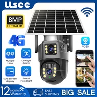 LLSEE V380 Pro 4K 8MP 4G SIM card solar CCTV wireless camera CCTV outdoor WIFI solar camera 360 built-in battery waterproof
