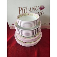 Superware Pink Bunch Pattern/9" Plate 6 Pieces/8" 6 Pieces/Bowl 7.5" 6 Pieces/ Bowl 6" 6 Pieces