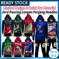 JERSIKU Baju Pancing Lengan Panjang Topi T-Shirt Mancing Topi Fishing Jersey Hoodies M-4XL
