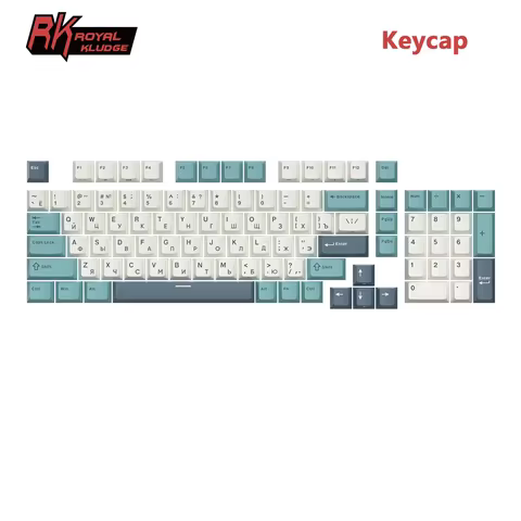 RK ROYAL KLUDGE English Russian PBT Colorblock Keycaps 98 Keys PBT Material Sublimation Suitable for