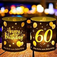 Jostift 12 Lantern Table Decoration 60th Birthday, 60th Happy Birthday Table Decoration, Atmospheric