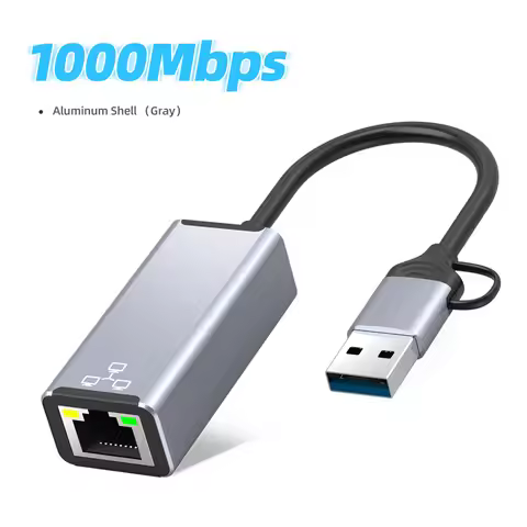 USB 3.0 to Ethernet Adapter, USB C to RJ45 Gigabit LAN 1000 Mbps Wired Network, Ethernet to Type-C 1