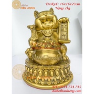 Tượng mèo thần tài bằng đồng phong thủy 2 cỡ: Cao 15cm và 23cm