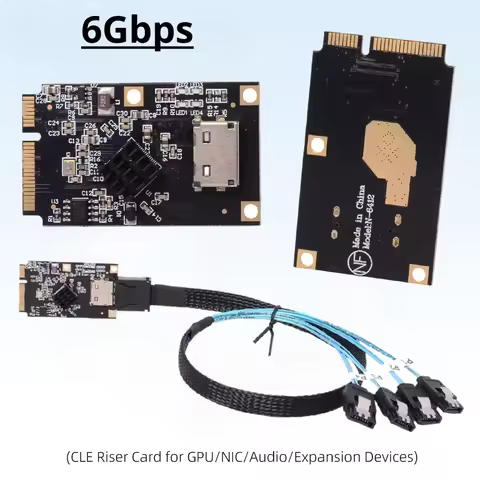 Mini PCIe PCI Express To 4-Port SATA Oculink SFF-8612 Riser Card Expansion Converter 6Gbps Disk Exte