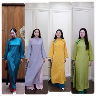 Innovative Ao dai NewCNY 2026-Elegant loose silk brocade Ao dai-ct24