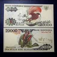 Uang Kuno 20000 Rupiah Cendrawasih Tahun 1992 UNC