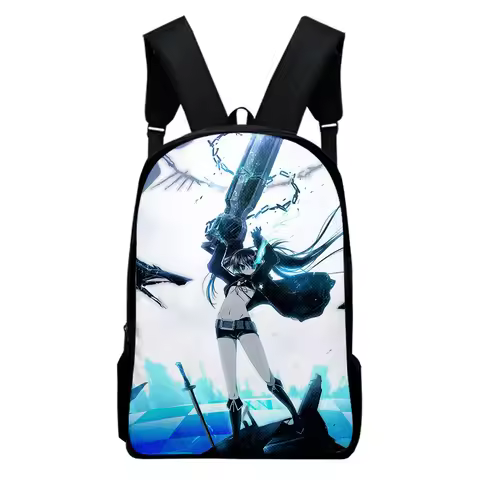 Cartoon Popular Black Rock Shooter Notebook Backpacks pupil School Bags 3D Print Oxford Waterproof B