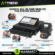 POS System Package | iChico All in One Mini PC | Cash Drawer | Barcode Scanner | Receipt Printer | I