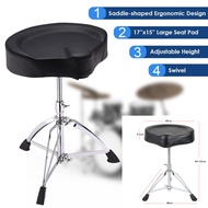 CMC® เก้าอี้กลอง แบบอานม้า หุ้มด้วยกำมะหยี่ด้านบน โครงสร้างโลหะชุบโครเมียม ขาตะเกียบคู่ ปรับระดับควา