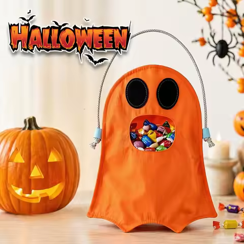 Halloween Ghost Candy Bags with Handles Set Ghost Pumpkin Candy Tote Trick or Treat Party Gift Bag H