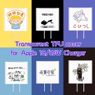For Apple iPhone Charger Adapter Protective Case 18W 20W Cartoon Transparent Soft TPU Full Cover She