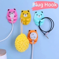 4PCS Multi-Purpose Cartoon Plug Hook No-punch Plug Storage Hook Wall Mounted Power Plug Storage Hook