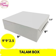 Talam Box 9X9X2.5 3Pcs Kotak Kuih Talam | Kotak Kuih Lapis | Kotak Kek Brownies | Talam Box No Window Plain White