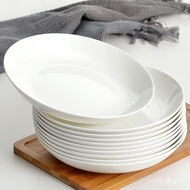 🚓Pure White Lead-Free Bone China Dish Dish Household Fried Dish-Inch Deep Plates White Porcelain Meal Tray Disc Ceramic