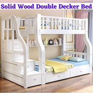 Solid Wood Double Decker Bunk Bed For Kids Parent Children Bed Frame Cabinet Katil Bunk Bed Loft Bed Child Bunk Bed Bunk Bed